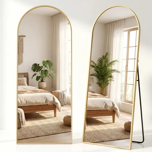 ESPELHO CORPO INTEIRO ARQUEADO 161X52 DOURADO CHãO PAREDE DOURADO