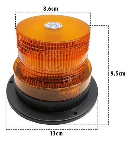 Torreta De Led Ambar Estrobo Uso Rudo Con Iman Ip67 12-24v