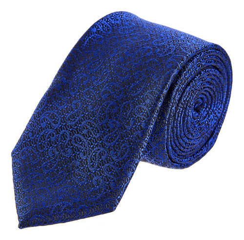 Corbata Hombre Slim  Relieve Vittorio Forti Color Azul Largo 6.5 Cm