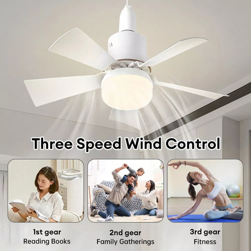 Socket Fan Light Con Luz Y Mando A Distancia De Silencio