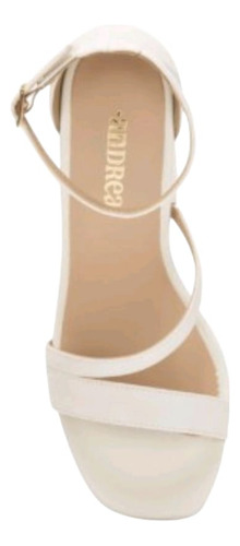 Sandalia Dama Alto 12cm Sintetico Hueso 318-5148 Andrea