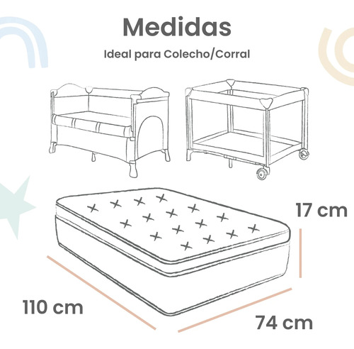 Nap - Juego De Blancos Para Colecho / Corral (74x110) Rosa Claro Arcoiris Love