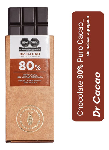 Chocolate Dr Cacao Amargo 80% Cacao X 50 Gr