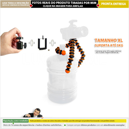 Tripé Xl Gorillapod Até 5kg P/ Camera Celular Flash Led | P1