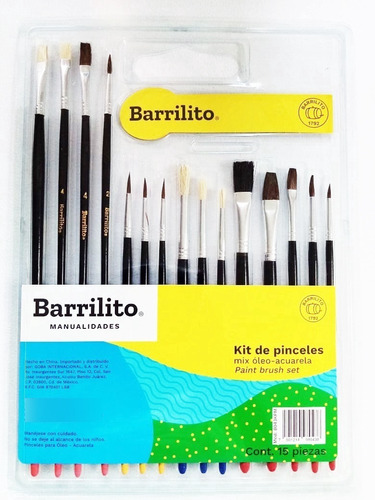 Lote 20 Kit 15 Pinceles Cu Barrilito Oleo-acuarela Inc Envio