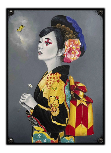 #968 - Cuadro Decorativo - Geisha Japón Retro No Chapa