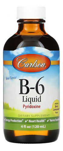 Carlson Labs Vitamina B6 Piridoxina Liquida 120 Ml Sabor Limonada De Bayas