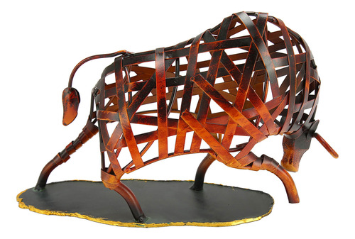 Escultura Animal De Metal Con Forma De Toro, Base Estable De
