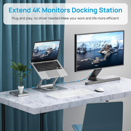 Usb C Laptop Docking Station Stand Con Base Girat...
