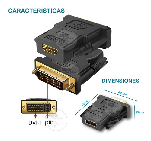 Adaptador Cable Dvi A Hdmi 24+5 Placas De Video Y Monitores