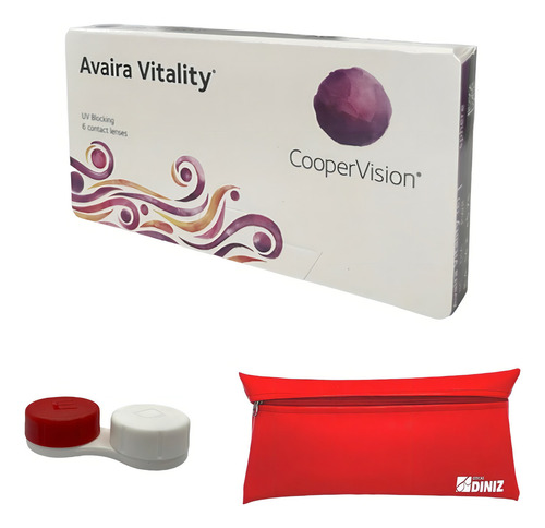 Lente De Contato Avaira Vitality Com Grau Incolor Grau Cilíndrico -1,25 Miopia