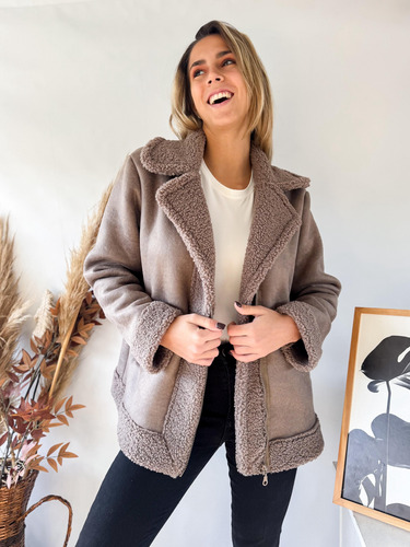 Campera Gamulan Lulyna Con Corderito Mujer Muy Abrigada