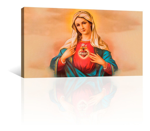 Cuadro Decorativo Ilustraciones Canvas Virgen Maria Corazon