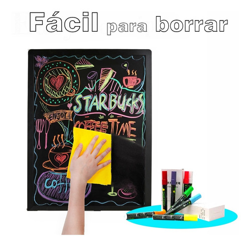 Pizarra Led Publicitaria 70x50 Para Negocio + 8 Plumones