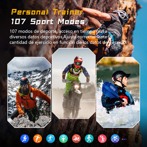 Smartwatch Hancdon Kr88 Reloj Inteligente Deportivo 2atm Resistente Al Agua Negro 1.57'' Y Llamada Bluetooth Y Medición De Presión Arterial