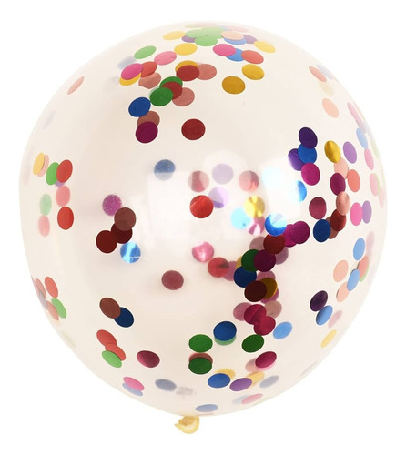 Set 5 Globos Cristal Latex Confetti Multicolor Apto Helio