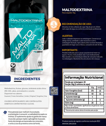 Maltodextrina 1kg Sabor: Frutas Vermelhas - Fórmula Exclusiva Time Release 100% Pura- Sports Nutrition