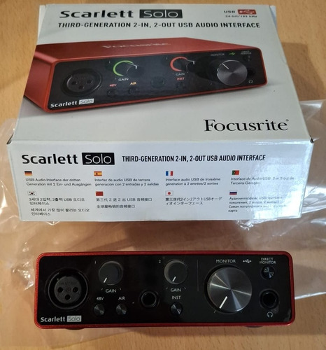 Placa Focusrite Scarlett Solo 3ra Generación - Combo Rojo (Usado)