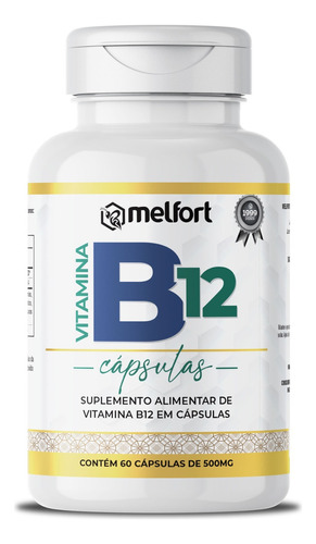 Vitamina B12 500mg 60cps Melfort Sabor Without Flavor