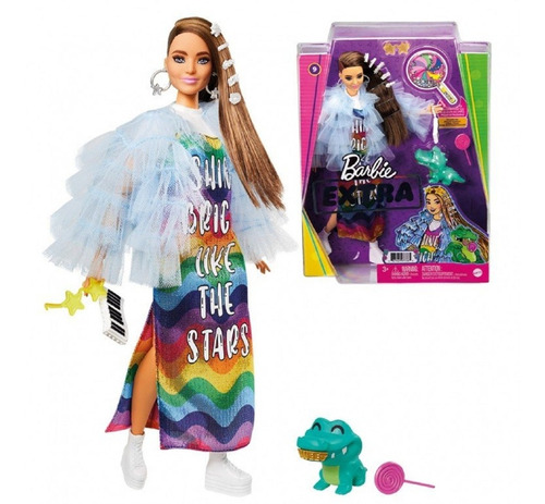 Barbie Extra Muñeca Modelo Extra Vestido Arcoiris