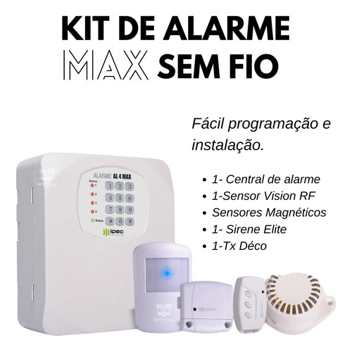 Kit Alarme Residencial Com Discadora 3 Sensores 1 Sirene