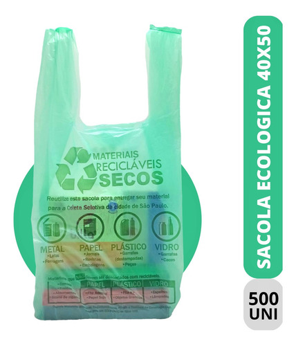Sacola Plástica Ecológica Biodegradável Prefeitura 40x50