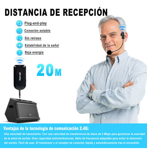 Micrófono Inalámbrico Superadd Kx730g Para Diadema