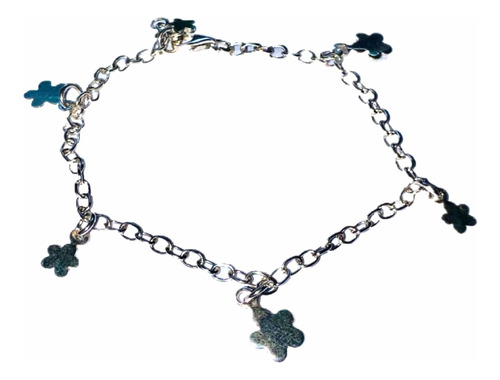 Pulsera Plata 925 Italiana Con Dijes De Flor