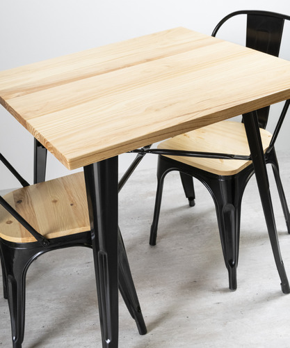 Mesa Tolix Madera Cuadrada 80x80x75cm Venhoouse