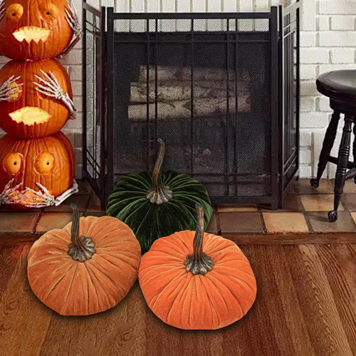 3 Piezas De Calabazas De Terciopelo, Calabazas De Estilo C