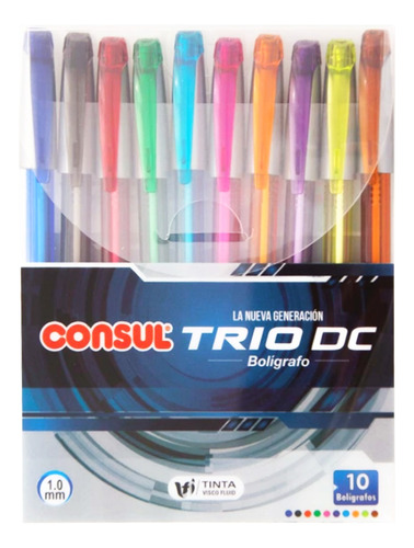 Boligrafos Consul Trio Dc X 10 Unidades Colores Surtidos 1.0