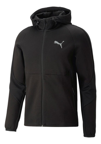 Moletom Puma Aberto Evostripe Full Zip Big Logo Preto