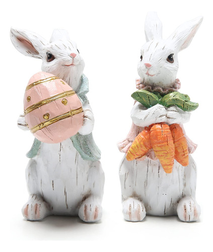 Figura Decorativa De Conejo De Pascua, Adorno De Resina Para
