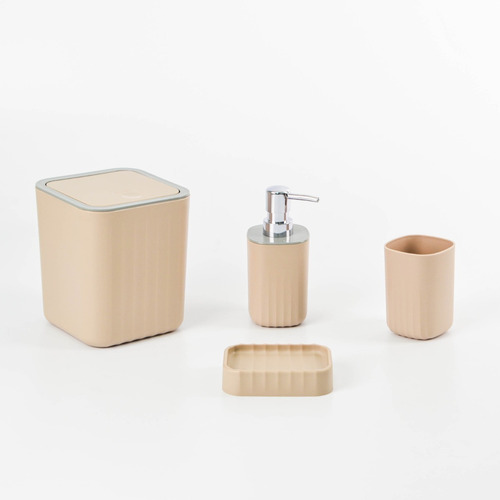 Imagen 1 de 6 de Set De Baño Pvc Jabonera Portacepillo Dispenser D+m Bazar