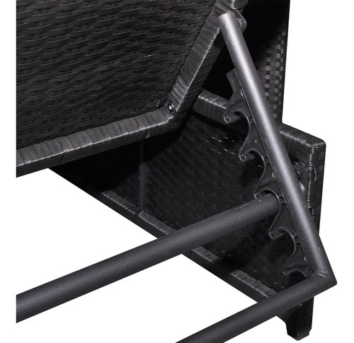 Camastro 2 Uds Con Mesa Poly Rattan Negro M1