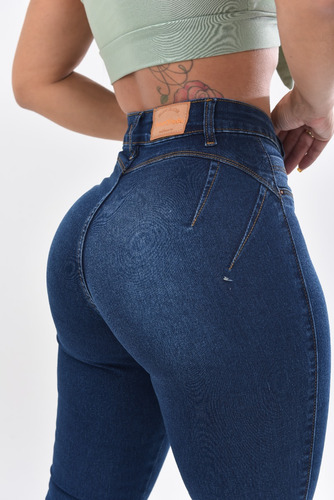 Calça Jeans Feminina Destmoda Sem Bolso Lançamento Com Lycra
