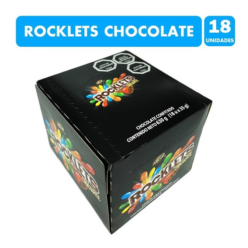 Rocklets De Colores Sabor Chocolate (caja Con 18 Unidades)