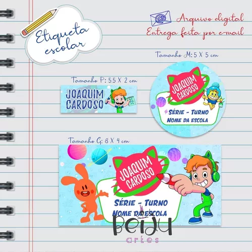 Arquivo Etiqueta Escolar Gato Galactico 3 STUDIO PDF PNG