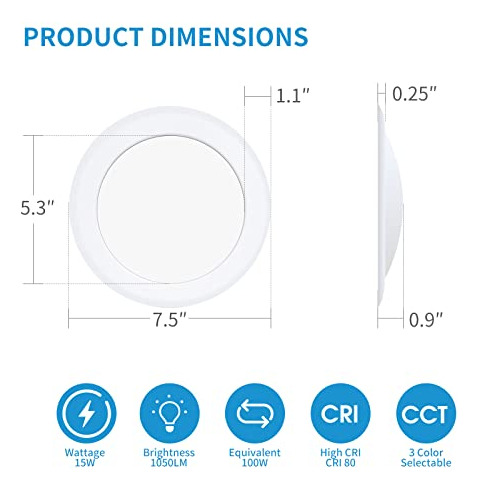 Lámpara De Techo Led Regulable 16.5 W 6 6500 K