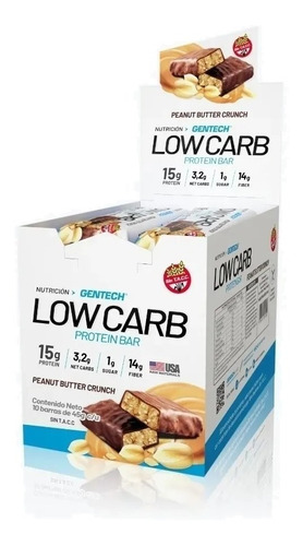 2 Cajas Low Carb Protein Bar 10 Unidades Gentech Sin Tacc