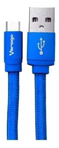 Cable Tipo C Usb 2.0 Fast Charge 2.4a Reforzado 1m Vorago Color Azul