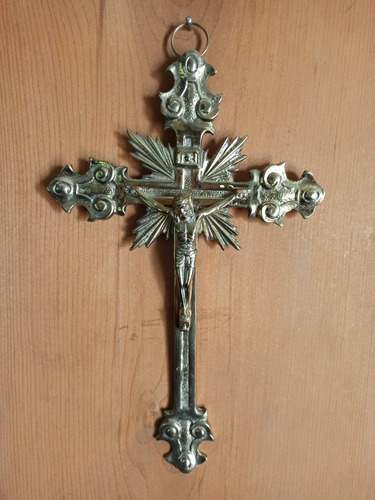 Imagen 5 de 7 de Crucifijo Cruz Con Cristo En Bronce 27 Cm Para Pared