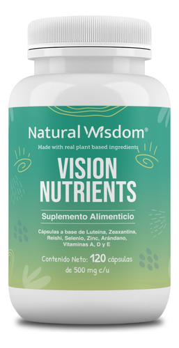 Natural Wisdom Vision Nutrients Luteina + Zeaxantina Vitaminas 120 Caps Sabor Sin sabor