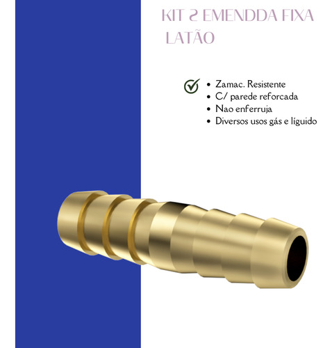 2 Ligação Reparadora Extensor Emenda Para Mangueira Latão Cor Amarelo