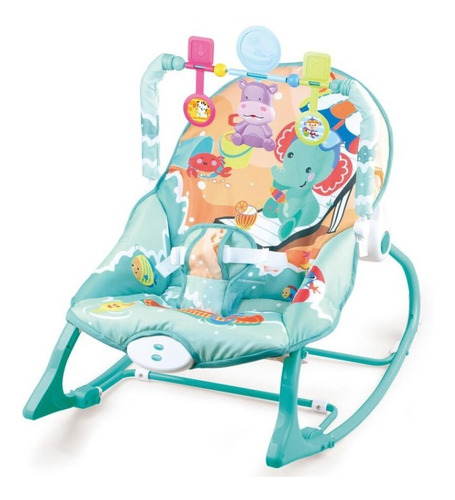 Imagen 1 de 4 de Silla Mecedora Musical - Bouncer - De Bebe 3 En 1 Turquesa