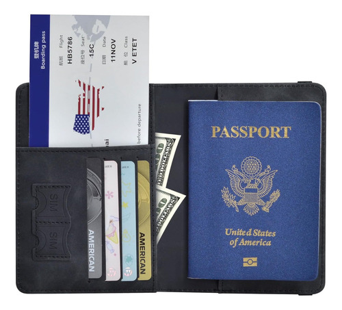 2 Porta Pasaporte Documentos Funda Protectora Viaje Con Rfid