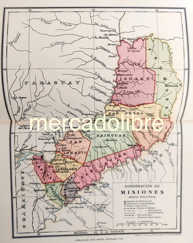 Mapa Gobernación De Misiones 1935 Ferrocarril Caminos Plano