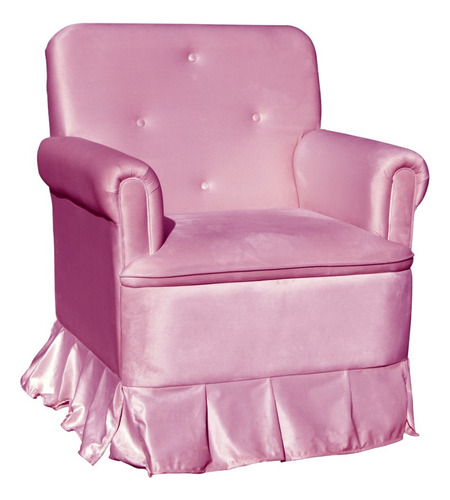 Poltrona Amamentação Com Balanço + Puff Laura Veludo Rosa Chiclete