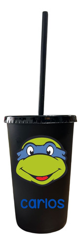 Vaso Con Popote 30 Pzas  Personalizados 16oz Tortugas Ninja