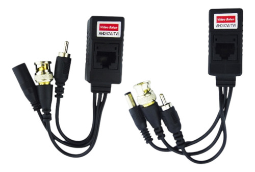 Conectores De Video Balun Bnc-dc Y Rca Con Terminal Doble
